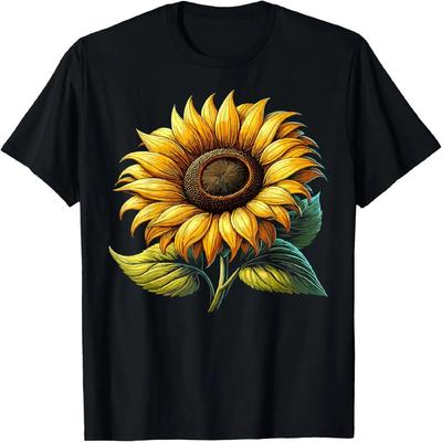 Yellow Sunflower Floral Watercolor Positivity Graphic T-Shirt