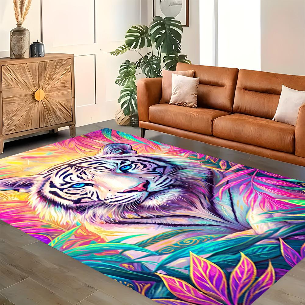 White Tiger Family for Living Room Rug, BedRoom Rug, Study Room Rug, Hallway Decoration, Perfect for Home Decoration or Holiday Gifts