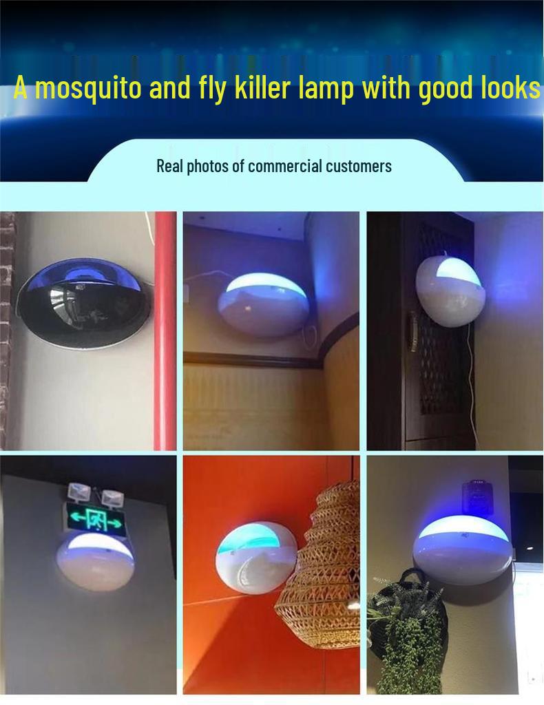 Wall-Mounted Indoor Mosquito & Fly Killer Lamp for Restaurants, Hotels, Shops, and Homes: Attracts & Traps Effectively
