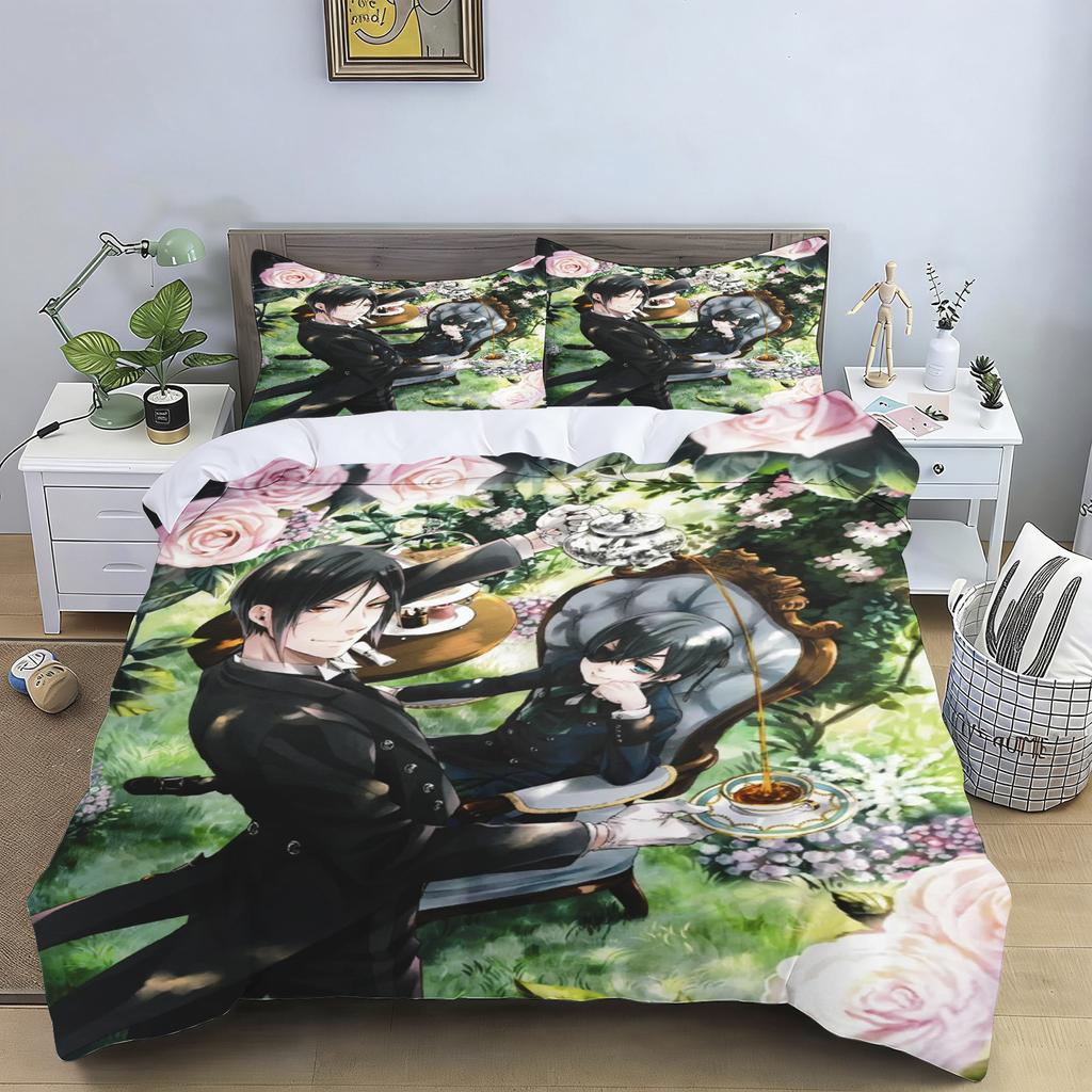 2/3pcs Bedding Set Cartoon Japanese Manga Black Butler Duvet Cover Childlike Bedroom 100% Polyester Adult Gift