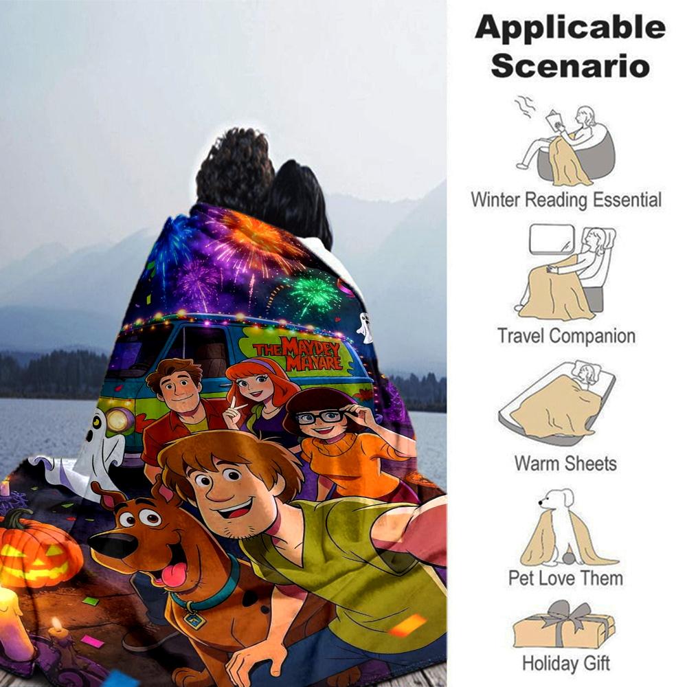 Scoobydoo Print Flannel Blanket High Quality Warm Comfortable Cover for All Seasons Perfect for Gifts Home Decor