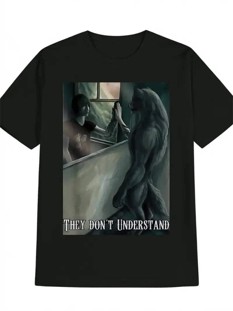 Men s Funny Horror Anime T-Shirt - Black Short Sleeve Casual Tee with Cthulhu My XXL