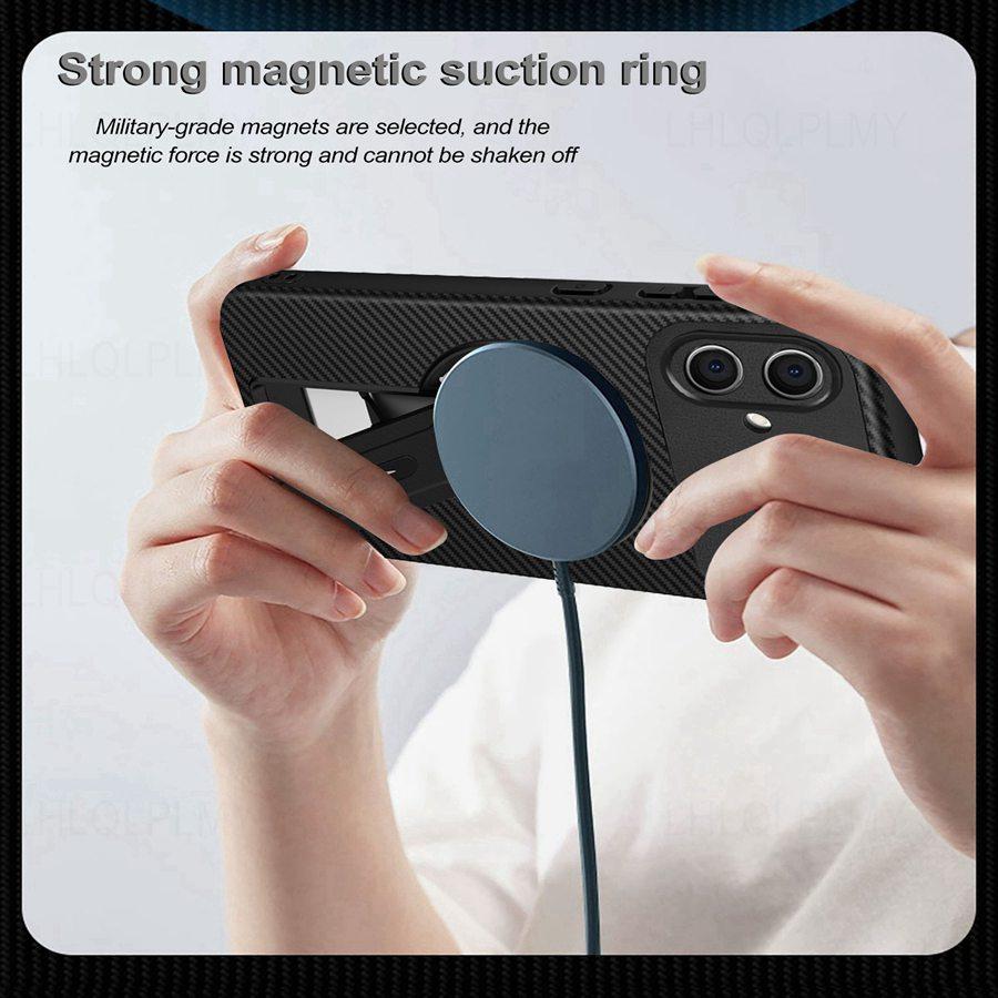 Luxury Magnetic Soft Protective Phone Case For Xiaomi Redmi Note 13 14 Pro Honor X9b 400 X9C Samsung Galaxy A16 5G A14 A15 A13 Carbon Fiber Back Cover