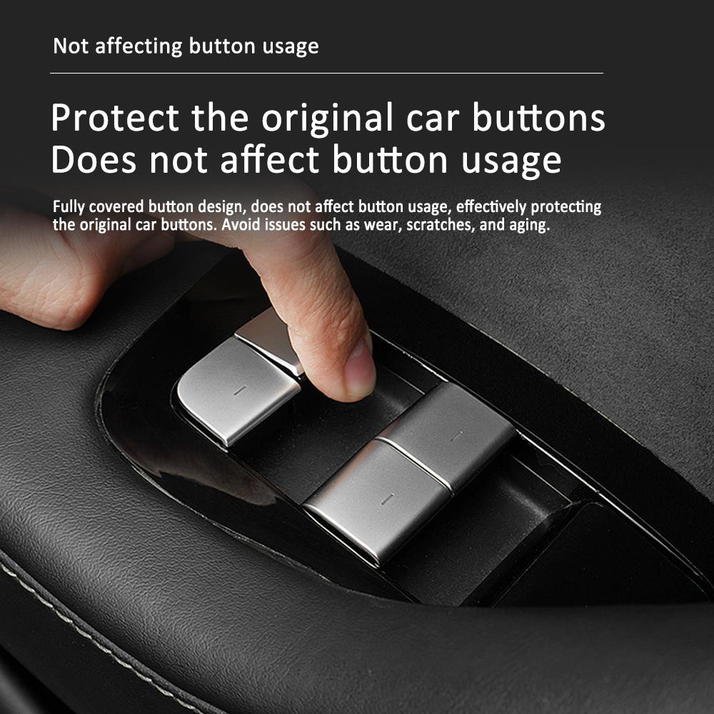 Heenvn For Tesla Model 3 2017-2023 Model Y 2021-2024 11Pcs Window Lift Button ABS Door Lock Switch Cover Trim Patch Car Interior