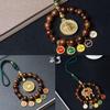 Fuson Red Soil Agarwood Car Pendant with God of Wealth & Peace Lock - Sinking Grade Beads Jewelry