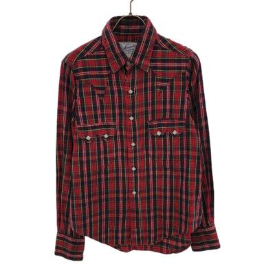 RockMount Años 90 Hecho en EE. UU Patrón de Cuadros Manga Larga Botones a Presión Soporte para Bolígrafo Camisa Occidental para Hombre Usada