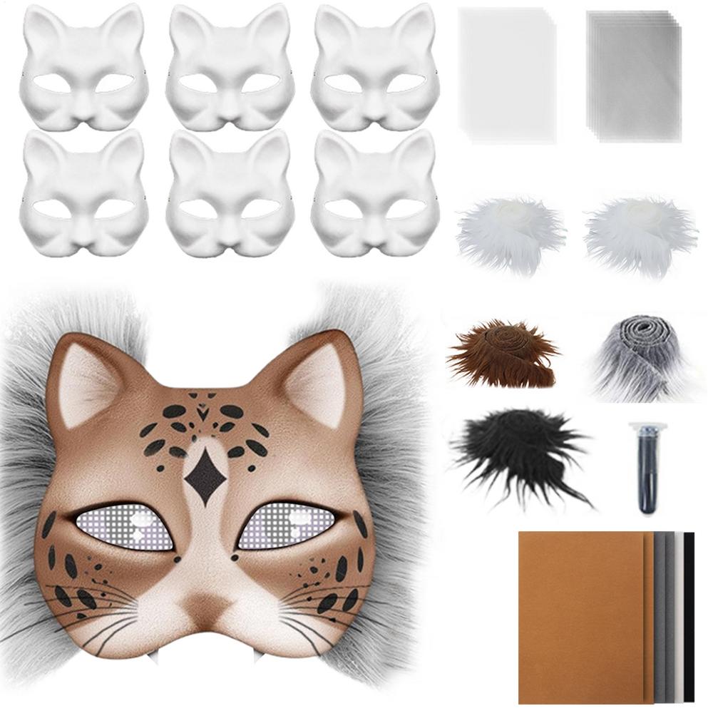 

42 Pieces Handmade Cat Face Costume Sets Felt Fabric Animal Masks Costume Prop Accessories Suitable For Halloween costume party