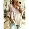 Übergrößen Damen V-Ausschnitt Fledermausärmel T-Shirt Bohemian Ethnischer Druck Lockerer Oberteil Sommer Bequem Atmungsaktiv Tägliches Pendeln Lässig Schlankmachender Stil