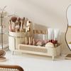 Rotating Makeup Organizer,Large Capacity Countertop Skincare Organizer,2 In 1 Bathroom Makeup Caddy,Cosmetic Display Case (Crystal Clear)