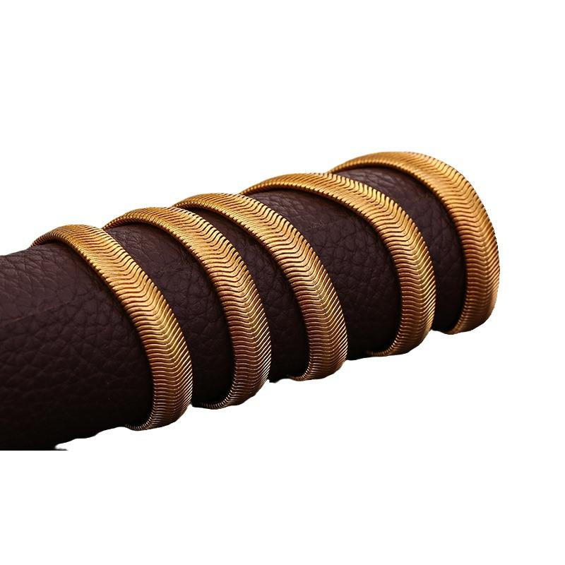 TEMU Collier Chaîne Os de Serpent Or 18K pour Homme - Mode Européenne & Américaine, Chaîne Plate 6MM, Style Populaire