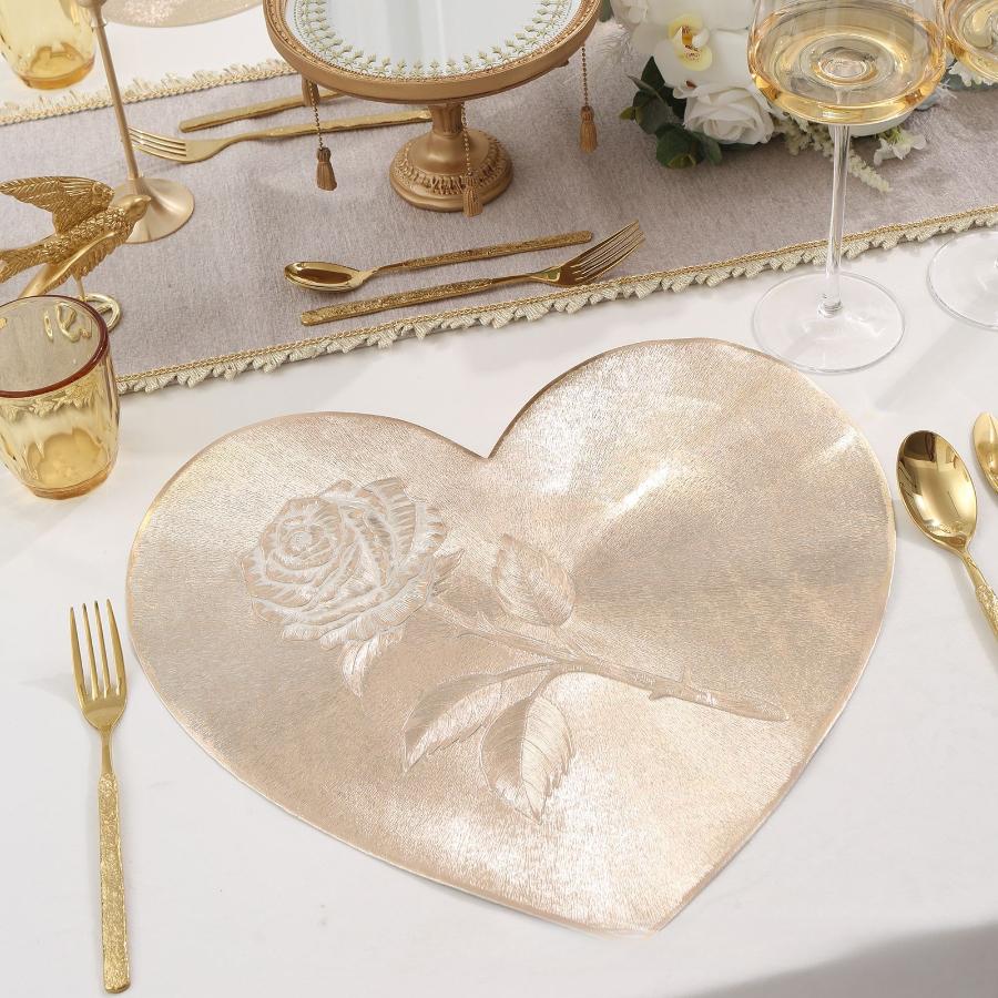 

Love Heart Shape Romantic Rose Flower Print Mat Washable Placemats For Christmas Kitchen Dining Table Heat Resistant Place Mats 1pc&Heart золотой