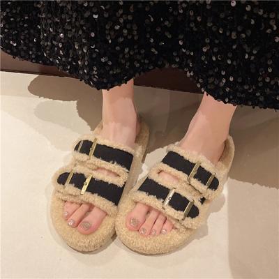 Moda Scarpe Donna in Saldo 2024 Nuove Pantofole da Donna a Punta Aperta Autunnali Fibbia Piattaforma Liscia Casual Comode Taglie Grandi Pantofole