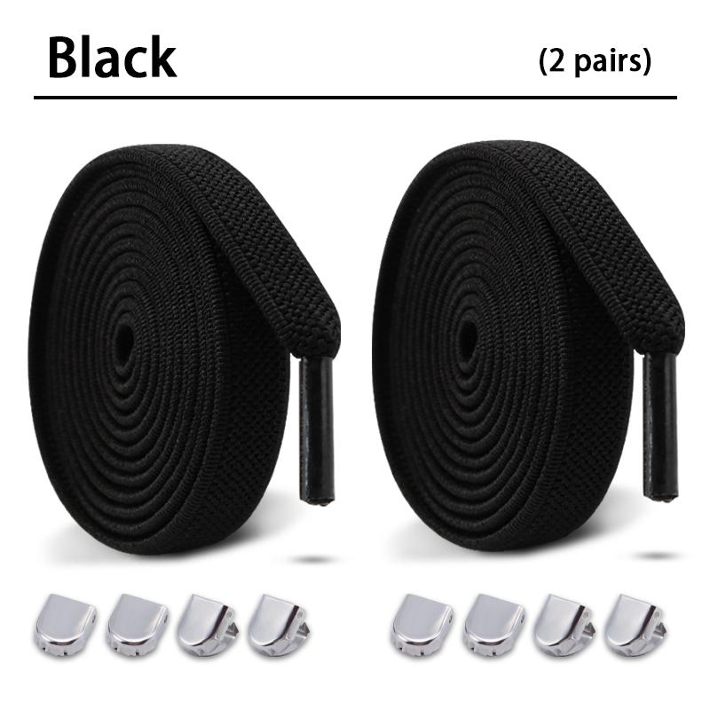 2Pair Elastic Laces Sneakers Tennis Shoelaces without ties Kids Adult No Tie Shoe laces 8mm Flat Shoelace Shoes Accessories