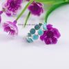 Dainty Kingman Turquoise Eternity Ring: 925 Sterling Silver Handmade Round Gemstone Ring, Multi Stone Ring