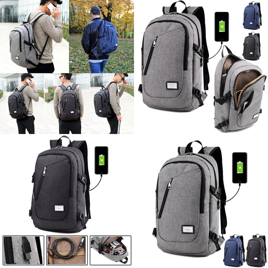 Versatile Unisex Usb Charging Backpack For Laptop Notebook Outdoor Travel And School