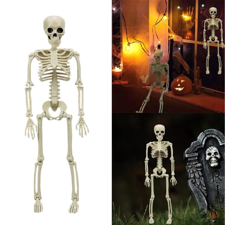 Halloweenowy Szkielet Plastyczny z Ruchomymi Stawami do Dekoracji Cmentarza, Domu Strachów, Wewnątrz i na Zewnątrz