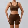 Completo da Allenamento Costine Senza Cuciture per Donna Due Pezzi Top Corto Sportivo e Pantaloncini a Vita Alta Abbigliamento Sportivo Outfit Yoga