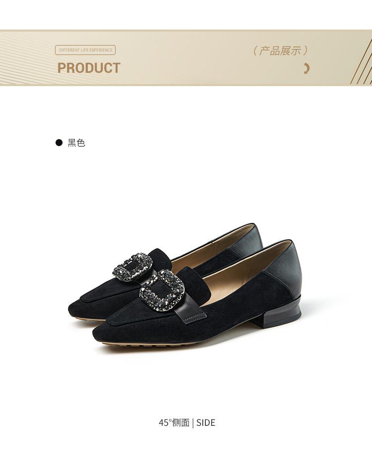 Spring Women's Shoes with Rhinestones, Pointed Toes, Low Heels, Thick, Single Order Shoes, Women's Commuting, Loafers, Fashion Shoes, Women's