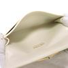 Used 11569 Saffiano Triangle Card Holder 1MC110 QHH F0009 7946 Current Calfskin White Bifold RFID Logo Bianco Unisex