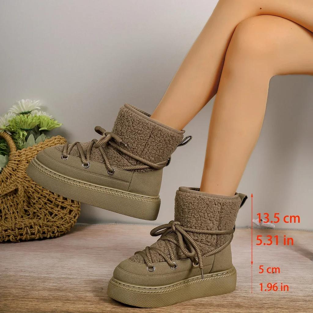 New Winter Snow Boots Women's Fur One Body Plus Wool Thickened Warm Non-slip Super Warm High Top Women's Cotton Shoes Size 36-43