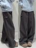 Women's Deep Gray Slim High Waist Wide Leg Cargo Pants 2026 - Loose Casual and Versatile