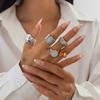 5pcs/7pcs Irregular Opening Rings Set Stackable Retro Metal Ring Chunky Smooth Rings  Daily Wear