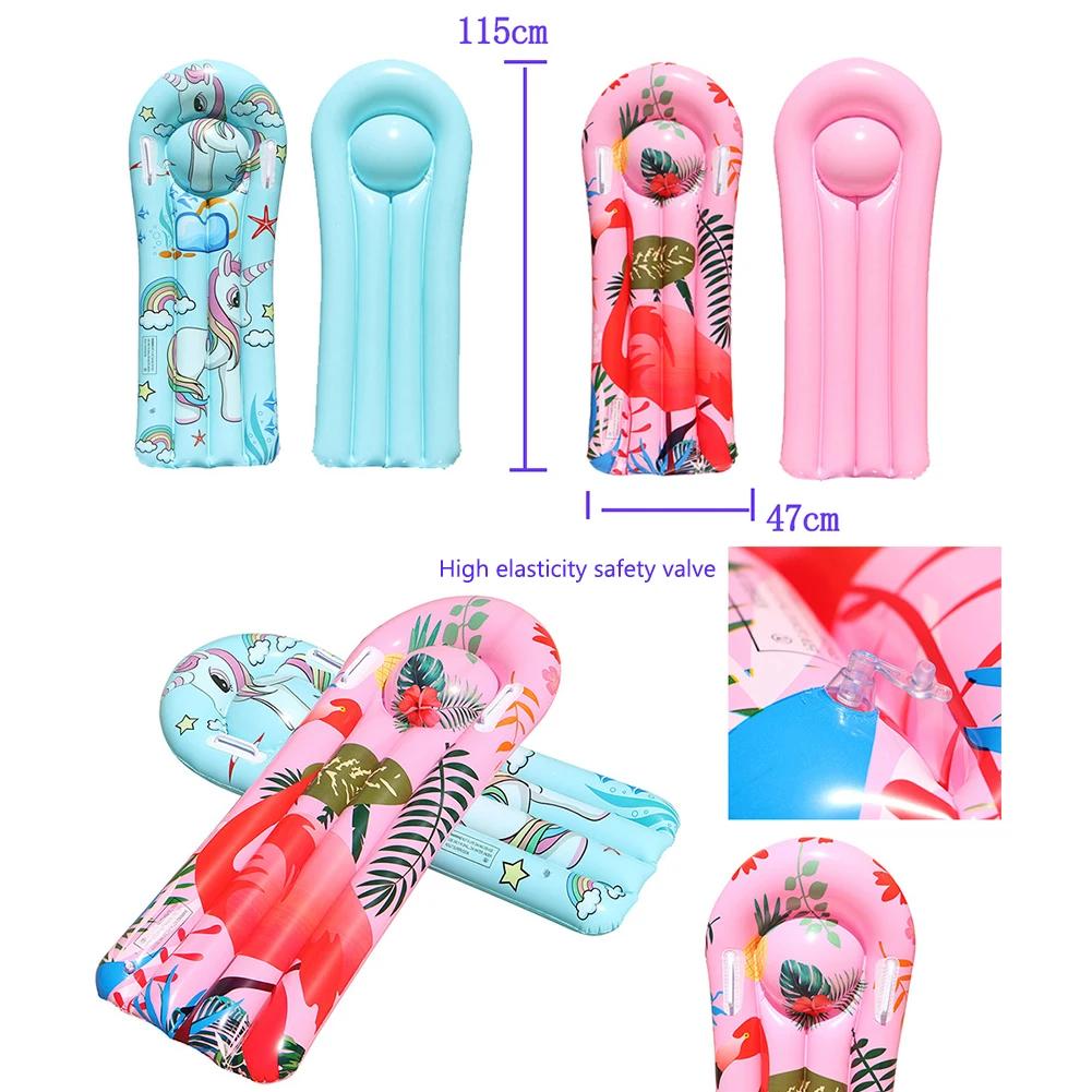 Children Inflatable Floating Row PVC Cartoon Unicorn Fruit Pattern Water Hammock Swimming Pool Air Mattress Water Sport Play Toy