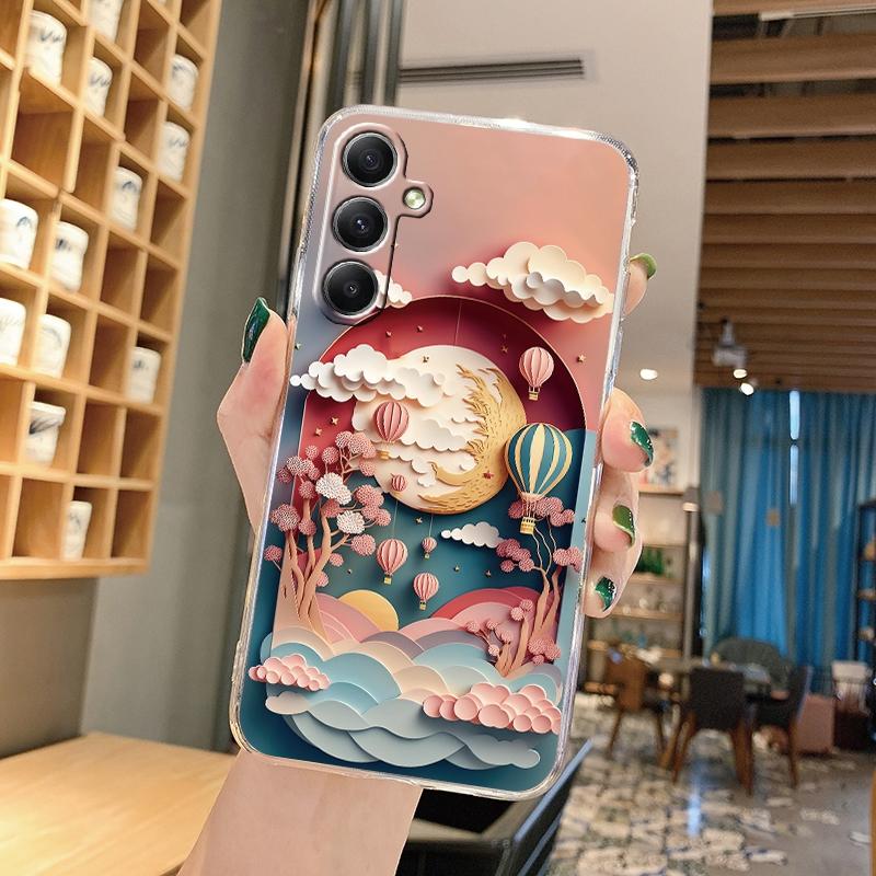 

М який прозорий силіконовий чохол з малюнком у китайському стилі для Samsung A55 A35 M35 M34 S24 Xiaomi Redmi Note 13 Pro 13C Камера Протиударний захисний чохол Samsung Galaxy A55 5G