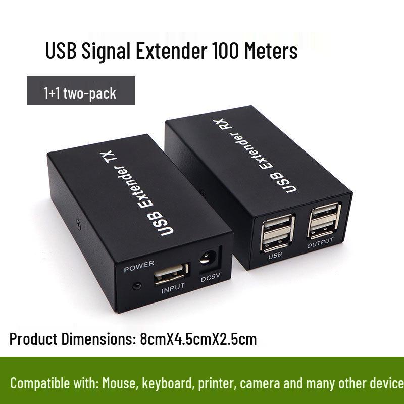 100m USB Extender Adapter: Extend USB Keyboard, Mouse, Printer, Camera Over RJ45 USB Interface чёрный