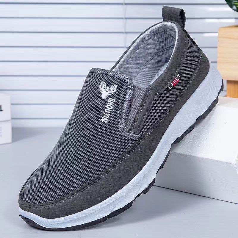 

Men s casual shoes Outdoor hiking men s shoes Lazy shoes Flying woven shoes Comfortable one-pedal soft outsole cloth shoes 44 сірий колір
