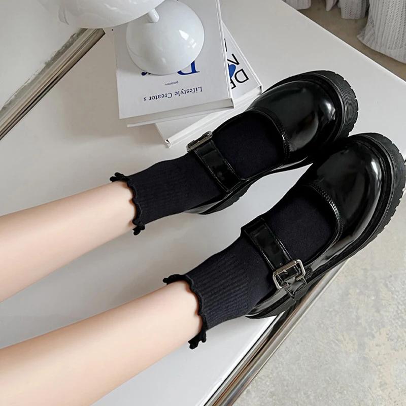 Japanese Winter Rolled Edge Short Socks Cute Socks Women Fresh Winter Wooden Ear Edge Female Socks Student Short Socks JK