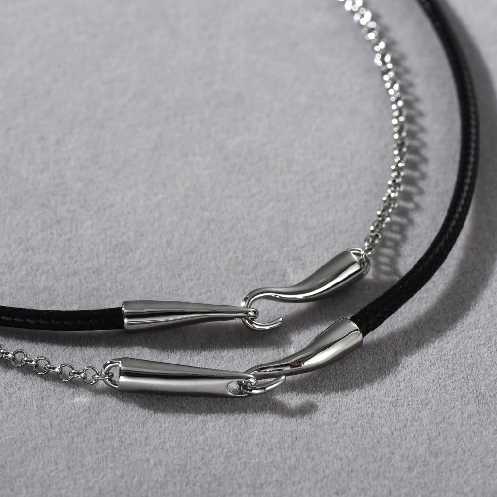 Personality Trend Copper Platinum Plated Wound Leather Rope Neck Chain Double Clavicle Chain Niche Temperament Elegant And Exquisite Necklace