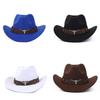 Western Cowboy Wool Felt Hat With Knot Embellishments For Autumn Winter Fashion