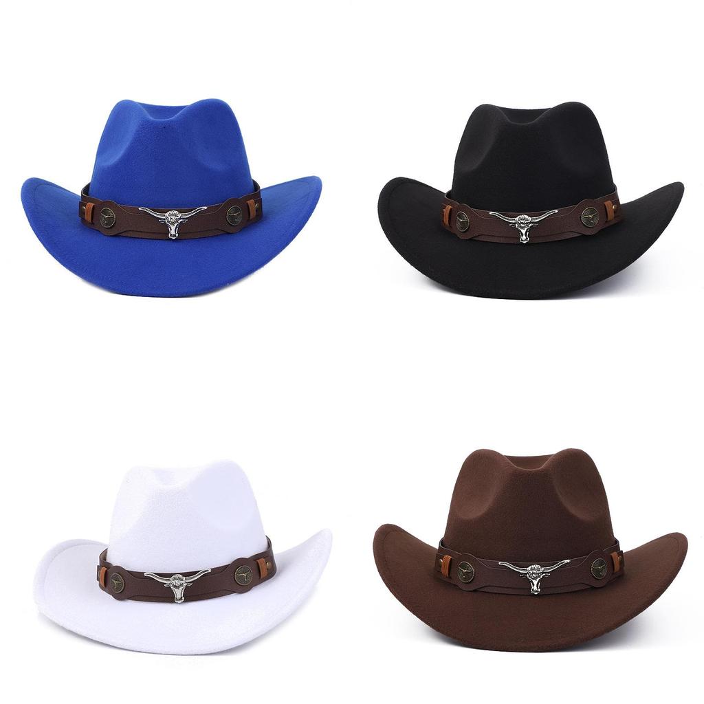 Western Cowboy Wool Felt Hat With Knot Embellishments For Autumn Winter Fashion