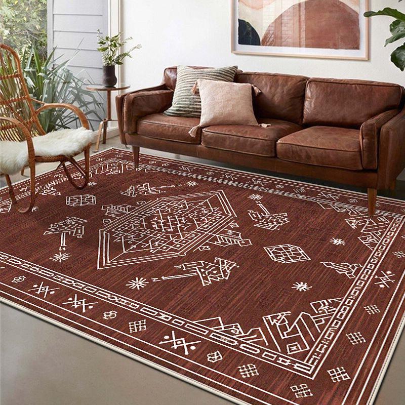 American Retro Living Room Carpet Geometric Classical Decoration Sofa Non-slip Rug Easy Clean Bedroom Cloakroom Soft Floor Mat