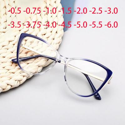Katzenauge Fertige Myopiebrille Damen Herren Katzenauge Weitsichtbrille Studentenbrille Mit Dioptrien Minus -1,0 -1,5 -2,5