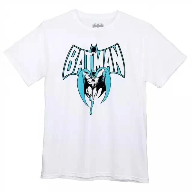 Batman Mens Batman Leaping Retro Cartoon Graphic White Shirt NWT XL 3XL