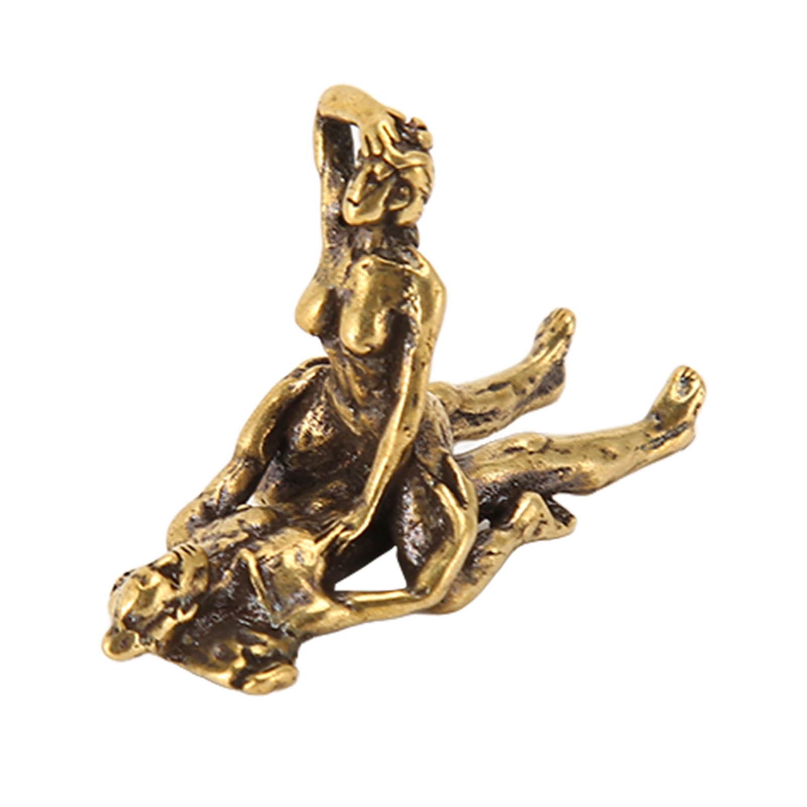 Медная статуэтка пары Инновативная Винтажная Расписанная вручную Декоративная Мини-фигурка пары для подарков Коллекция 4,4x2,8см