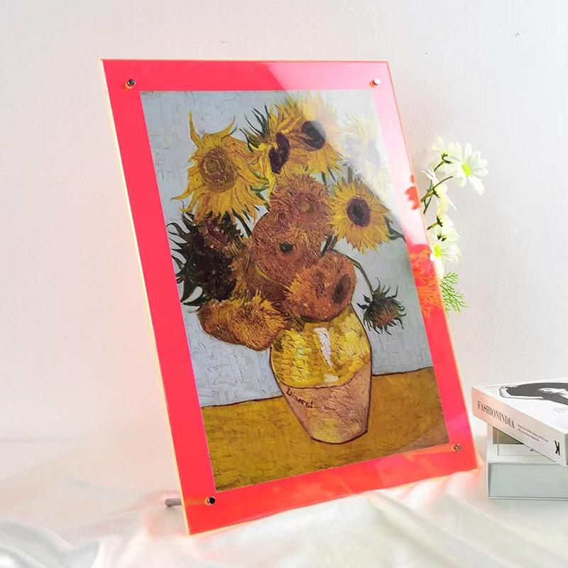

Acrylic Picture Frames,Color Desk Picture Frames with Stand,Modern Frameless Floating Frame for Desktop Display Gift Home Office 6inch