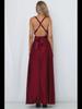 Europäisches und amerikanisches Abendkleid aus Satin mit tiefem V-Ausschnitt für Damen – eleganter, einfarbiger, langer Rock