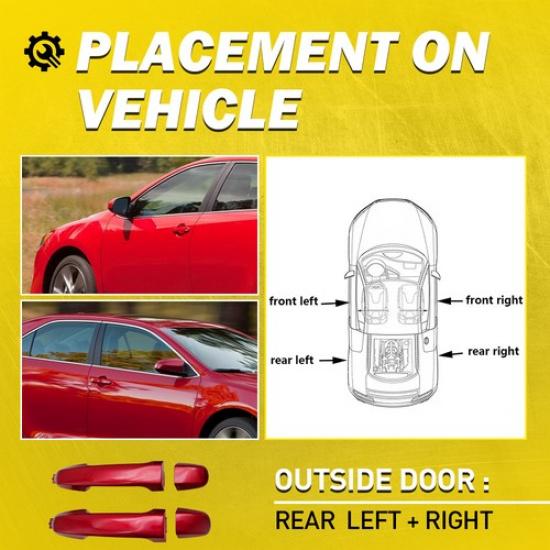 2X Door Handle Outside Rear Driver/Passenger Side Red For 2012-17 Toyota Camry K