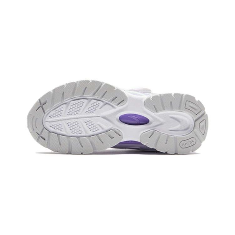 Anta Kids Round Head Knob Simple Comfortable Shock Absorbing Wear Resistant Mid Top Outdoor Shoes Kids Shoes Purple White Silver 322349977-1
