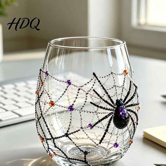 Gotische Bar-Accessoires Halloween Glasbecher Geprägte Kürbis Geist Katze Fledermaus Trinkglas Vintage-Thema Gruselige Stiellose Getränkebecher