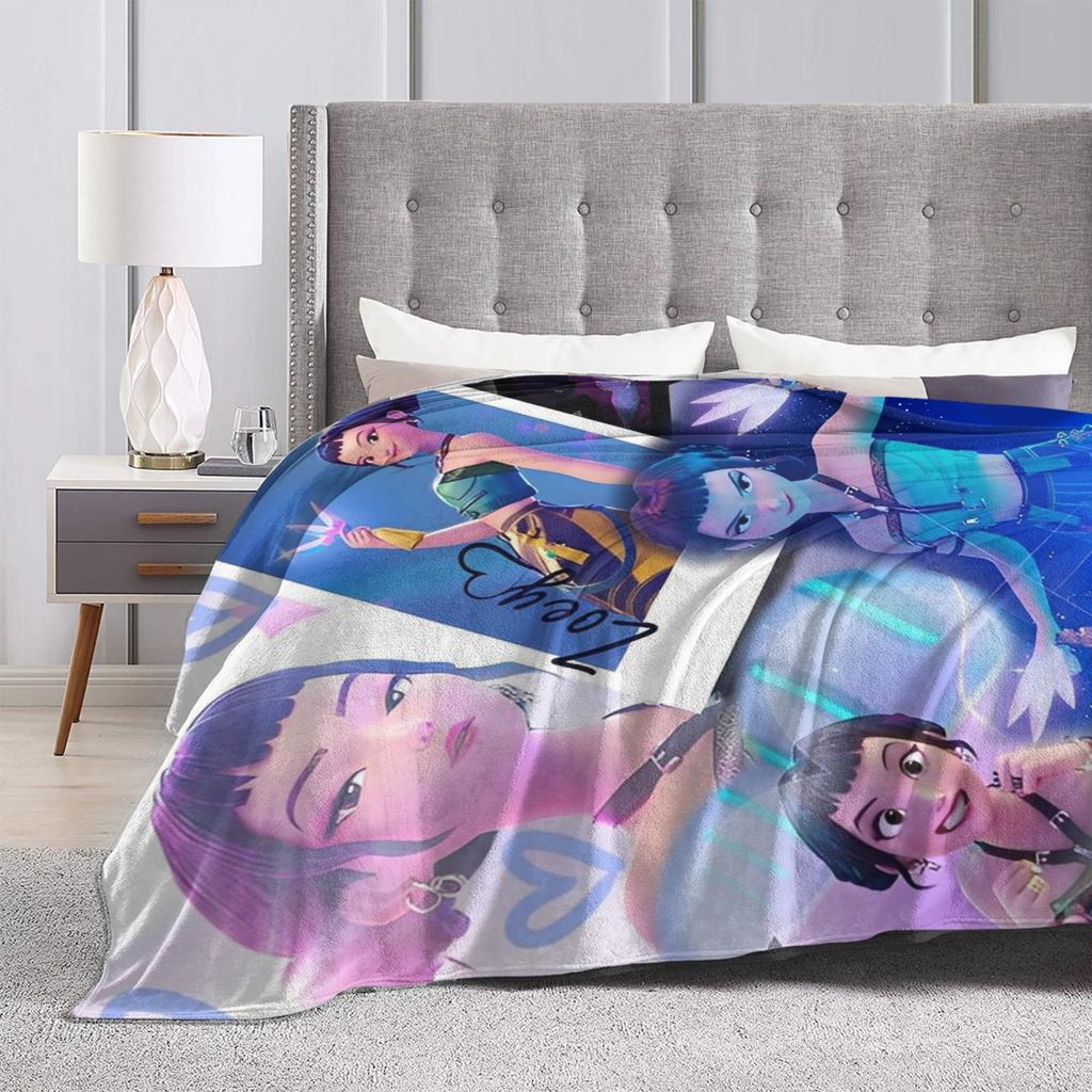 Zoey Kpop Demon Hunters Flannel Blanket Huntrix Awesome Throw Blanket for Home 125*100cm Plush Thin Quilt