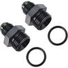 6AN Male Flare to 8AN ORB O-ring Boss Fuel Pump Rail Adapter Fitting Aluminum Black, Pack of 2