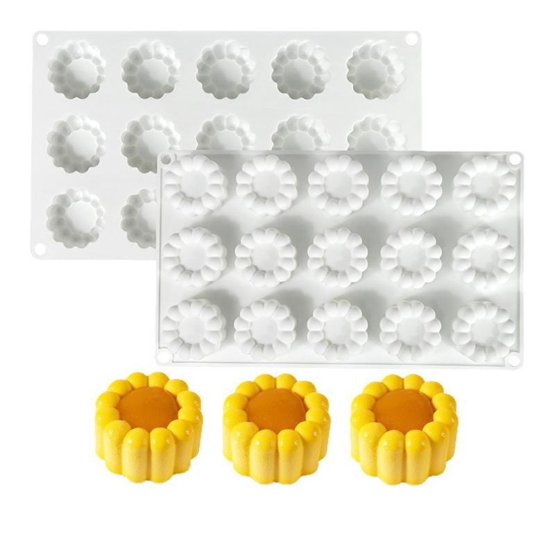 15 Cavity Wavy Lace Cylindrical Silicone Cake Mold Party Dessert Making Tools Mousse Cake Mold Kitchen Pastry Baking Supplies