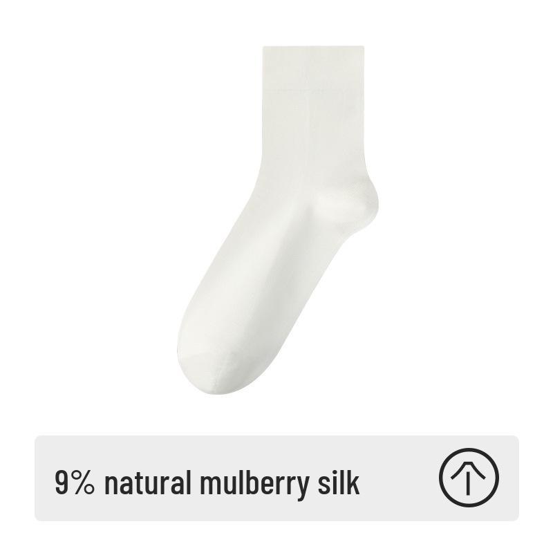 Men's Premium Mulberry Silk Mid-Calf Socks - Antibacterial & Deodorant - Ideal for Business Wear with Leather Shoes - Autumn/Winter Style