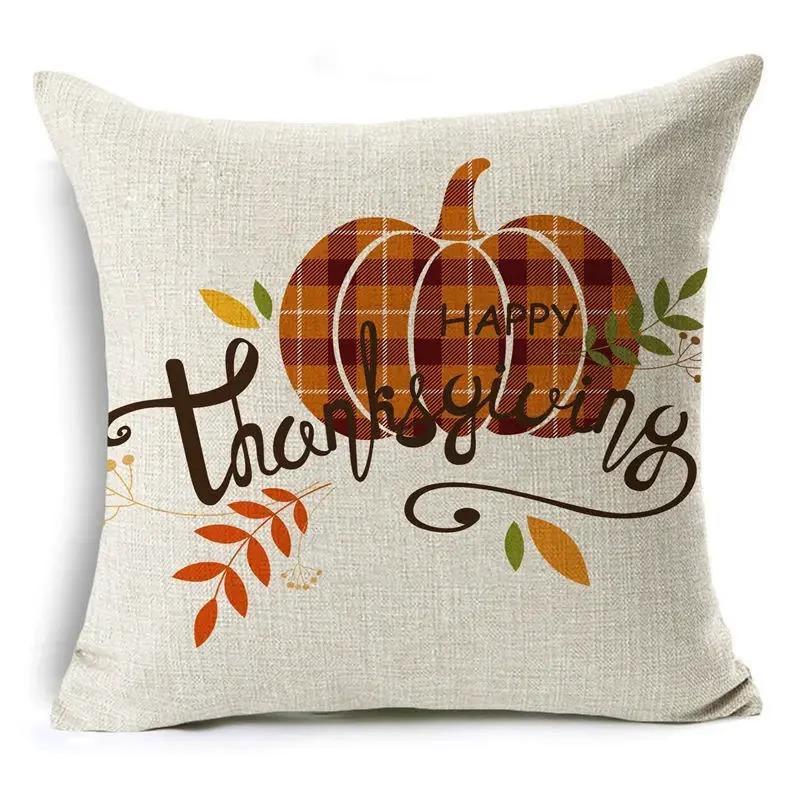 Thanksgiving Fall Pumpkin Cushion Cover Farmhouse Truck Peach Skin Pillowcase Autumn Harvest Home Sofa Decor Throw Pillow Cover