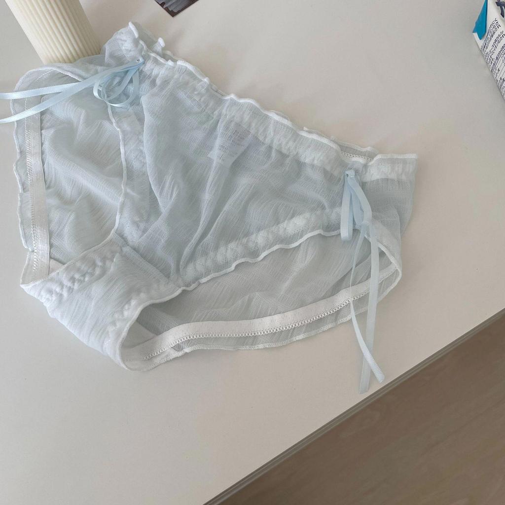 Japanese Style Cute Ruffled Mesh Panties - Mid-Waist Lace Semi-Transparent Fairy Triangle Briefs