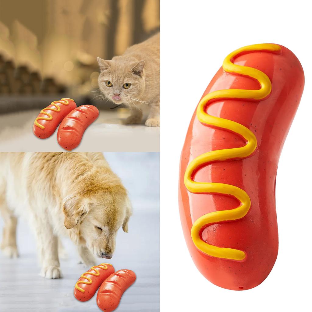 Squeaky Dog Toy for Small Medium Large Dogs Interactive Bite Resistant Tpr Hot Dog Tooth Cleaning Meat Bones Chew Toys Labrador